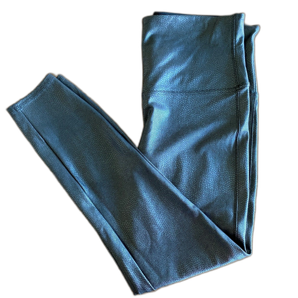 Spanx Black Faux Leather Snakeskin Leggings Women's 1X